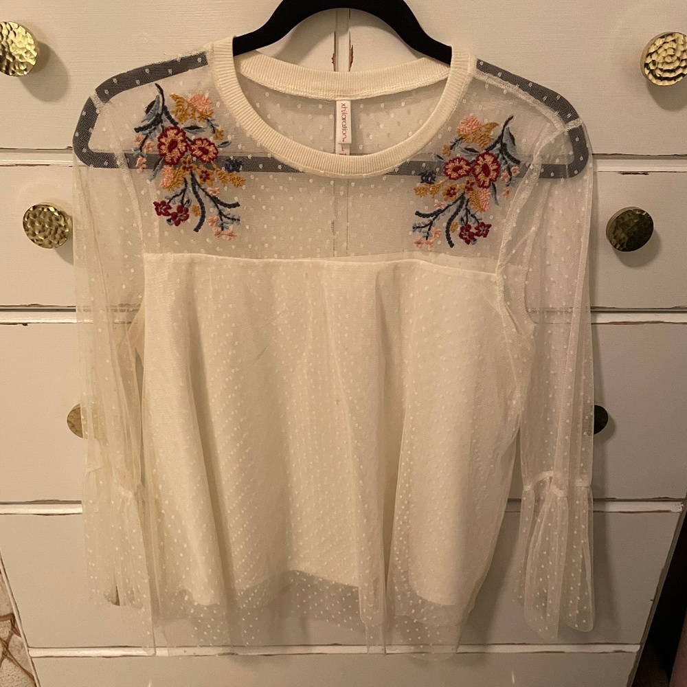 Bell Sleeve Embroidered Top